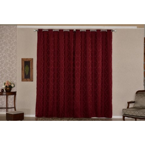 cortina sala jacquard tecido semi blackout bordo 4,00x2,80