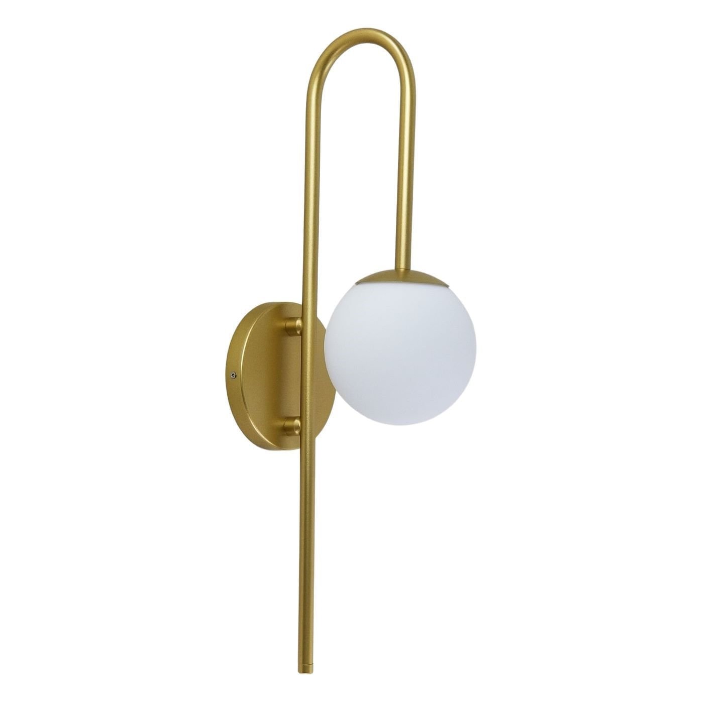 Arandela Curva Dourada Metalizada e Globo Vidro Branco Studio Casa Center - 1