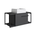 Ver imagem 2 de Gabinete Suspenso para Banheiro 80cm P1019 com Cuba Ametista Preto/Grafite
