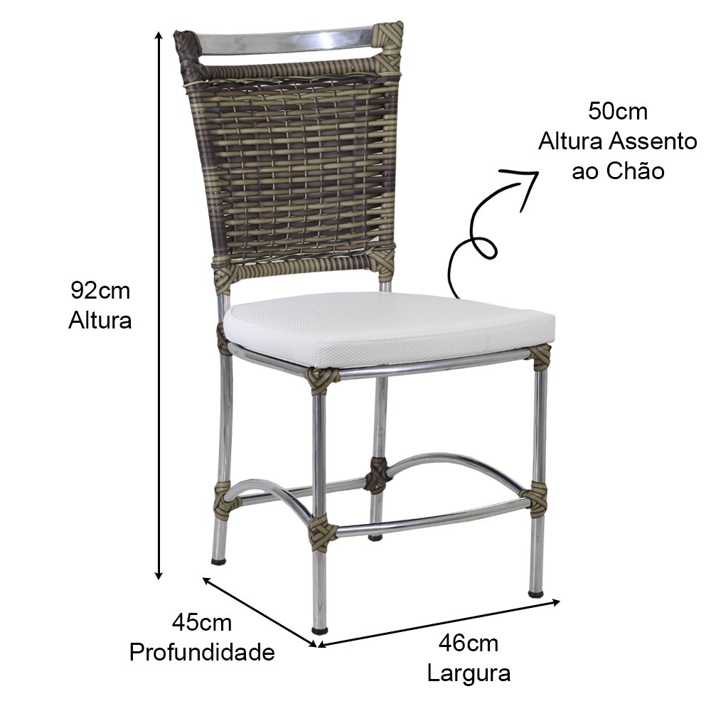 Cadeira em Alumínio e Fibra Sintética JK para Cozinha, Edícula - Capuccino - 3