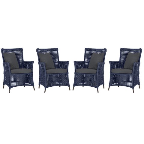 4 Poltronas Igapó Alumínio Micro Pintura Marrom Corda Náutica Estofado 11