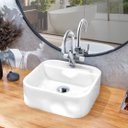 Ver imagem 7 de Cuba Pia para Banheiro Lavabo Apoio Sobrepor C/furo Torneira