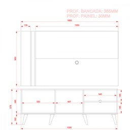 Rack com Painel Madetec Cronos para Tv até 65 Polegadas - 4