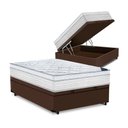 Ver imagem 1 de Cama Box Baú Casal Tecido Sintético Marrom com Colchão 138 Toronto Molas Ensacadas Cinza D33