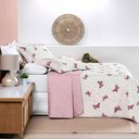 Ver imagem 3 de Kit Cobre Leito Colcha Júlia Casal 3 Peças Micropercal 200 Fios Dupla Face Estampado - Borboleta