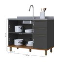 Ver imagem 3 de Balcão para Pia 120cm sem Tampo 2 Portas 3 Gavetas para Cozinha Modulada Madri Preto/Chumbo