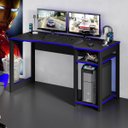 Ver imagem 3 de Mesa para Computador Gamer Streamer 2 Prateleiras Preto/azul - Fdecor