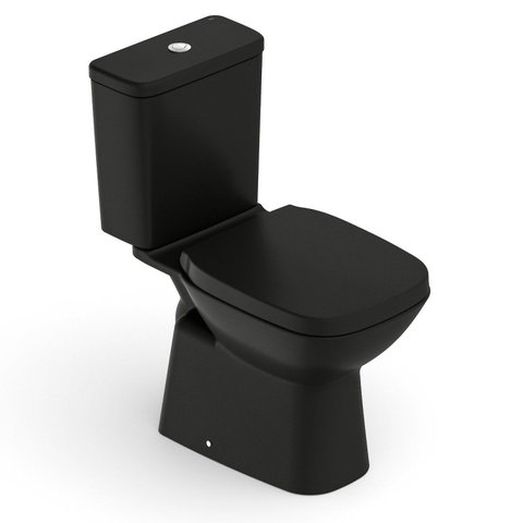 Kit Bacia com Caixa, Assento Termofixo com Queda Amortecida e Complementos de Instalação Debba Class Preto/Matte Black Roca