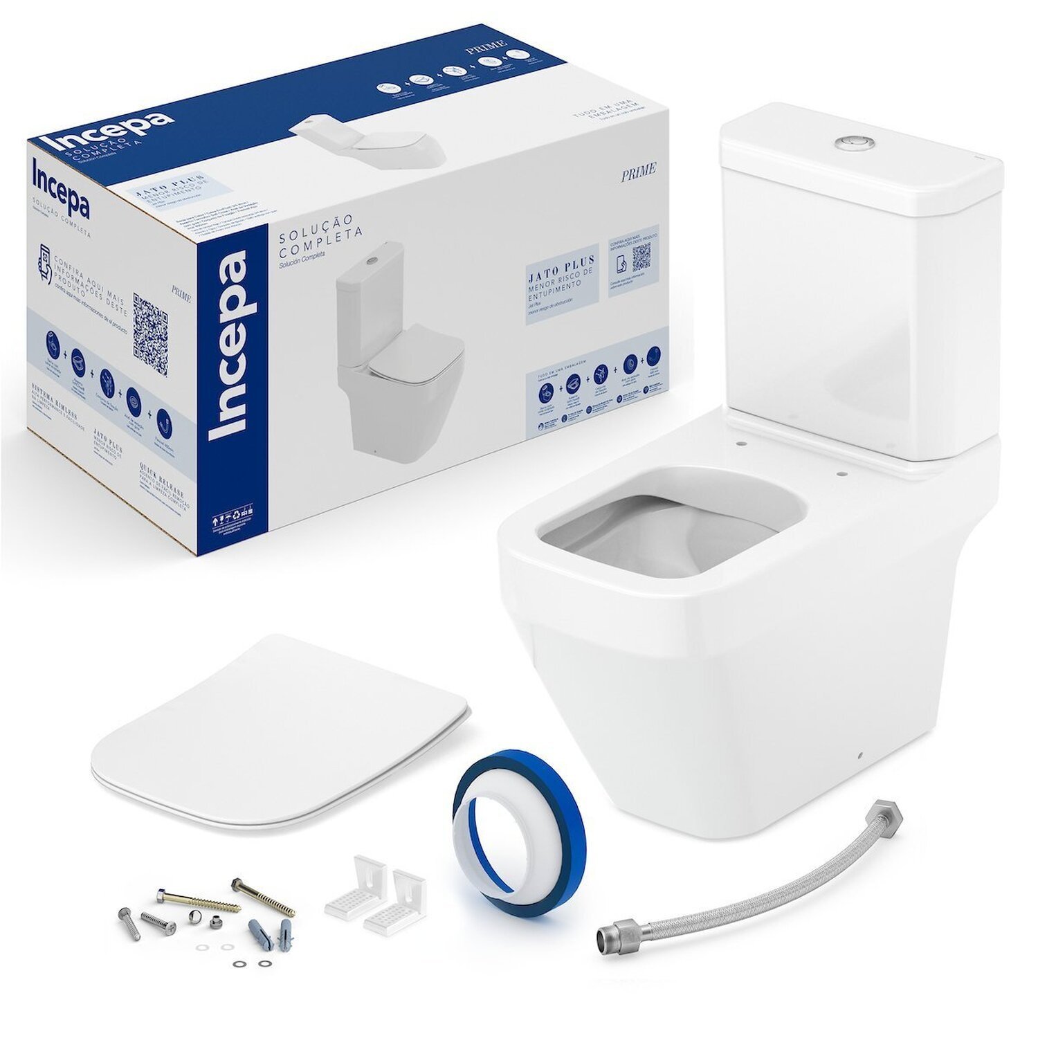 Kit de Bacia com Caixa, Assento Termofixo Sofclose e Complementos de Instalação Prime Incepa - 4