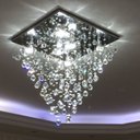Ver imagem 1 de Lustre de cristal, legítimos K9 para sala com 80cm de altura e base de inox espelhado de 42x42cm