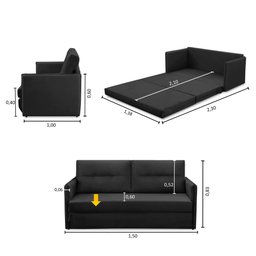Sofá Cama 2 Lugares 1,50m Luisa Suede Adonai Estofados - 2