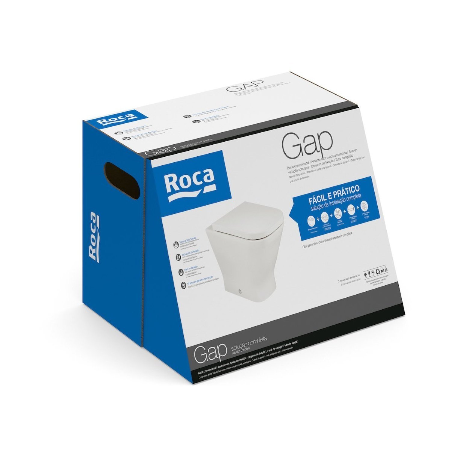 Kit Bacia Convencional, Assento Termofixo com Queda Amortecida e Complementos e Instalação Gap Roca - 3