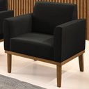 Ver imagem 2 de Poltrona Decorativa Base Madeira Castanho Maressa Suede Preto - Ibiza