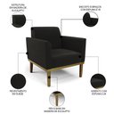 Ver imagem 3 de Poltrona Decorativa Base Madeira Castanho Maressa Suede Preto - Ibiza