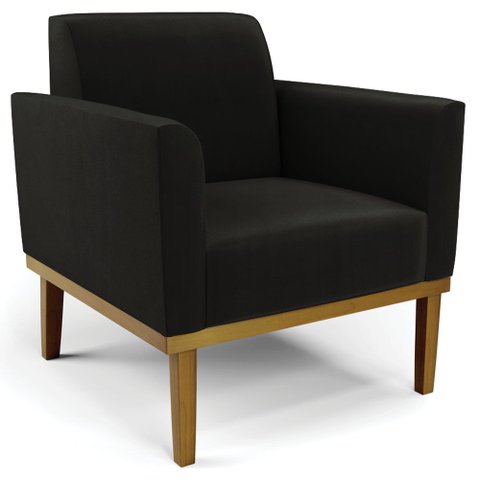 Poltrona Decorativa Base Madeira Castanho Maressa Suede Preto - Ibiza