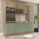 Ver imagem 2 de Armário de Cozinha Modulada Completa Reta 4 Peças 2,40m Botanic Kappesberg - Nogueira/verde Oliva