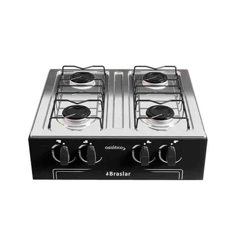 Fogão Portátil 4 Bocas Mesa em Inox Asiatico Braslar - Preto - 5