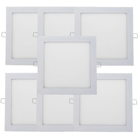 Kit 7 Plafon Painel LED Luminária Downlight 18W Embutir