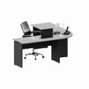 Ver imagem 3 de Mesa L Diretor Escritório 1,20m X 1,20m Pé Painel F5 Office Cor:cinza Sagrado com Preto