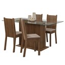 Ver imagem 2 de Conjunto Sala de Jantar Mesa Tampo de Vidro 4 Cadeiras Rustic/sintético Bege Espanha Madesa