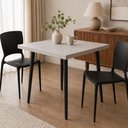Ver imagem 5 de Mesa Jantar Quadrada Safira 70cm MDF Camurça Pés Pretos