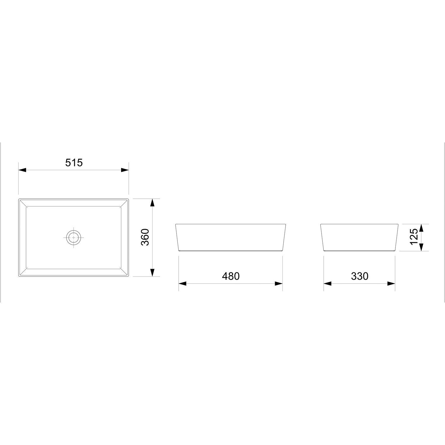 Cuba de Apoio Retangular sem Mesa 510x360 Platinum P7 Incepa - 3