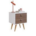 Ver imagem 3 de Mesa de Cabeceira Retrô com 2 Gavetas Branco Freijó