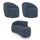 Ver imagem 1 de Sofá 2 Lugares Orgânico 140cm Morgan e 2 Poltronas Lua Suede Azul M D03 - D'Rossi