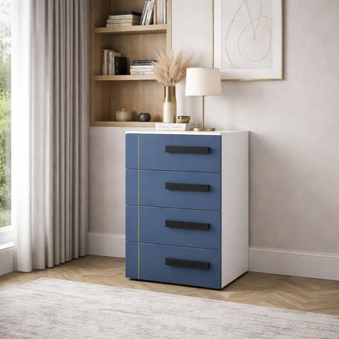 Gaveteiro para Escritório 4 Gavetas Lisboa Azul/Branco