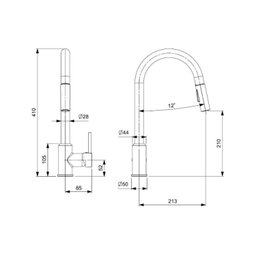 Monocomando para Cozinha de Mesa Bica Extraível U" com 2 Funções Prática Celite - 3
