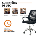 Ver imagem 4 de Kit 2 Cadeiras Escritório Esteirinha Mesh Tela Respirável Giratória até 120kg Preta
