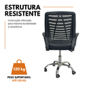 Ver imagem 5 de Kit 2 Cadeiras Escritório Esteirinha Mesh Tela Respirável Giratória até 120kg Preta