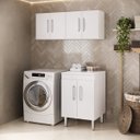 Ver imagem 5 de Kit 2 Armários Lavanderia Aéreos com Balcão 6 Portas Multimóveis CR30057 Branco
