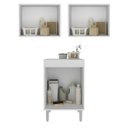 Ver imagem 2 de Kit 2 Armários Lavanderia Aéreos com Balcão 6 Portas Multimóveis CR30057 Branco