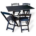 Ver imagem 1 de Conjunto De Mesa Dobrável 70x110 Com 4 Cadeiras Preto Cor: Preto