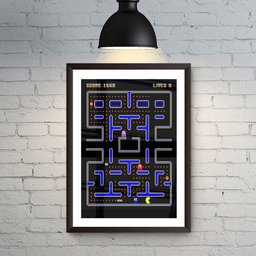 Quadro Decoração Grande Quarto Moderno Parede Pac Man Jogo - 6