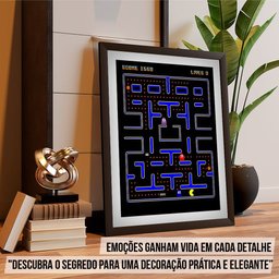 Quadro Decoração Grande Quarto Moderno Parede Pac Man Jogo - 4