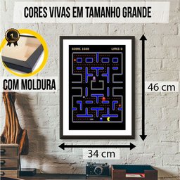 Quadro Decoração Grande Quarto Moderno Parede Pac Man Jogo - 5