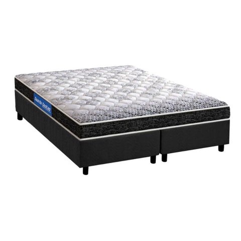 Cama Box Queen: Colchão Espuma Probel Guarda Costas Super Resistente + Base CRC Suede Gray(158x198)