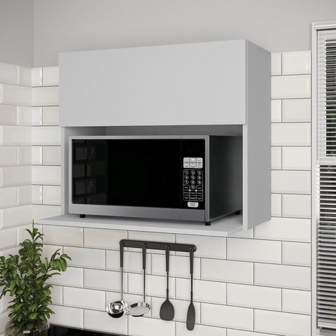 Armário Aéreo Planejado Microondas 70cm Nara CabeCasa MadeiraOriginals Cinza