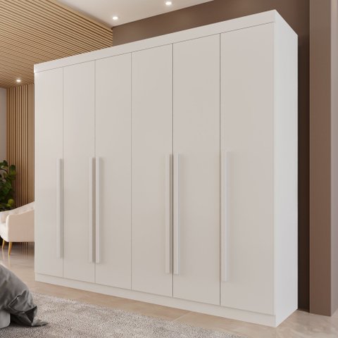 Guarda Roupa Casal 6 Portas 6 Gavetas Olímpia Branco/Neve