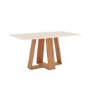 Ver imagem 2 de Mesa P/ Cozinha Lins Sc94 C/ Tampo Madeirado Reto S/ Vidro 160x90cm Nature/off White - Henn