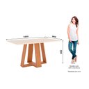 Ver imagem 3 de Mesa P/ Cozinha Lins Sc94 C/ Tampo Madeirado Reto S/ Vidro 160x90cm Nature/off White - Henn
