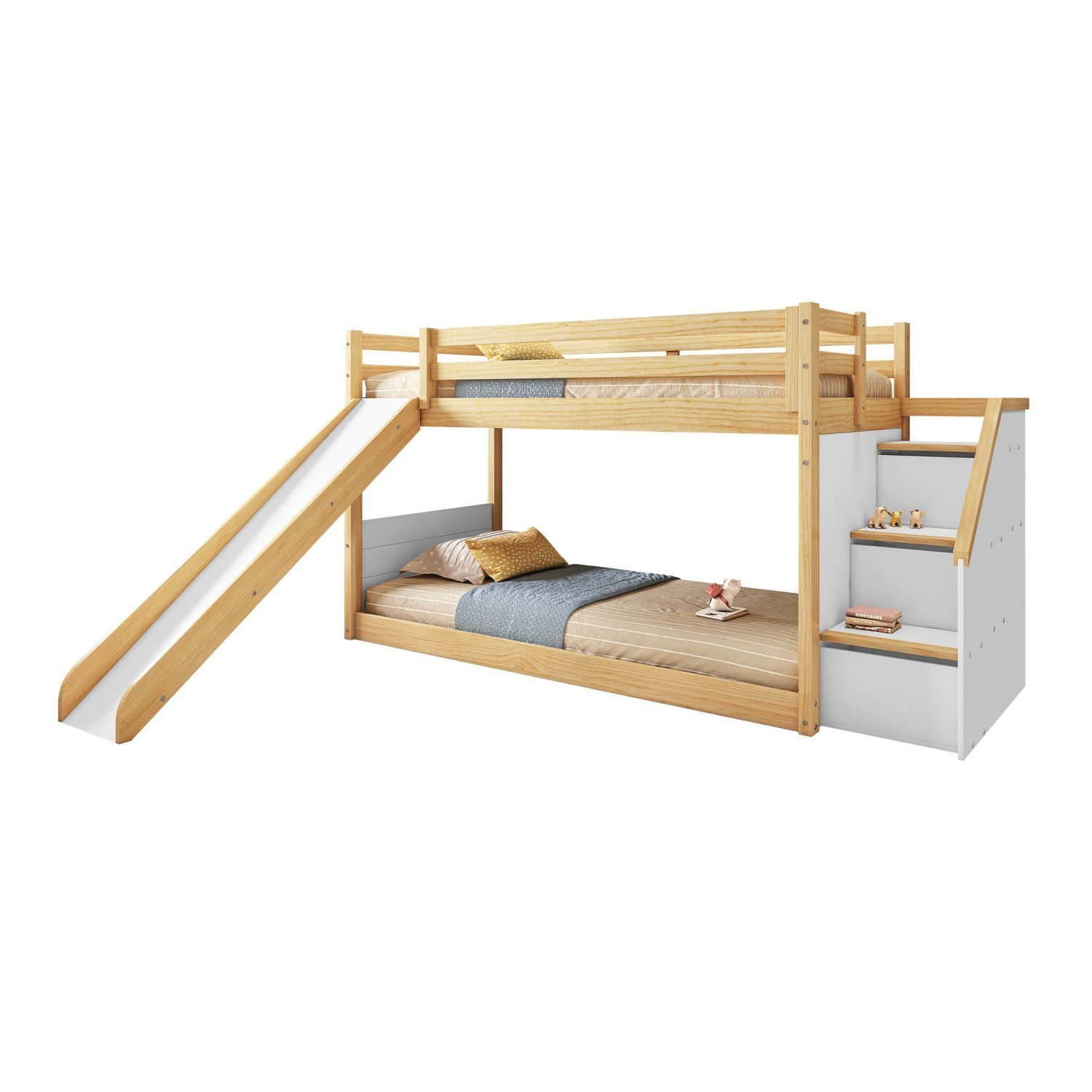 Beliche Infantil Montessoriana Garden com Escada Lateral Grade Proteção I e Escorregador Casatema - 2