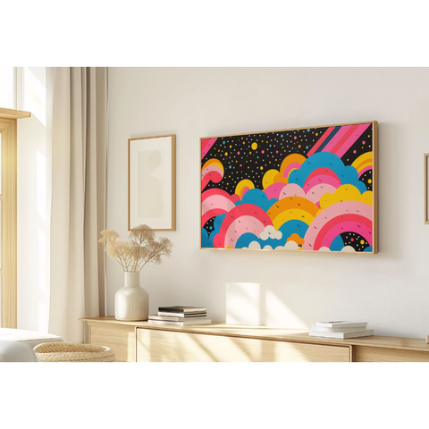 Quadro Decorativo N°63 115x70cm - Panorâmico Abstrato - Pop-Art Anos 70 - Rollflex
