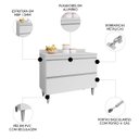 Ver imagem 4 de Balcão de Cozinha com Tampo 100cm 2 Portas Julia M24 Branco - Mpozenato