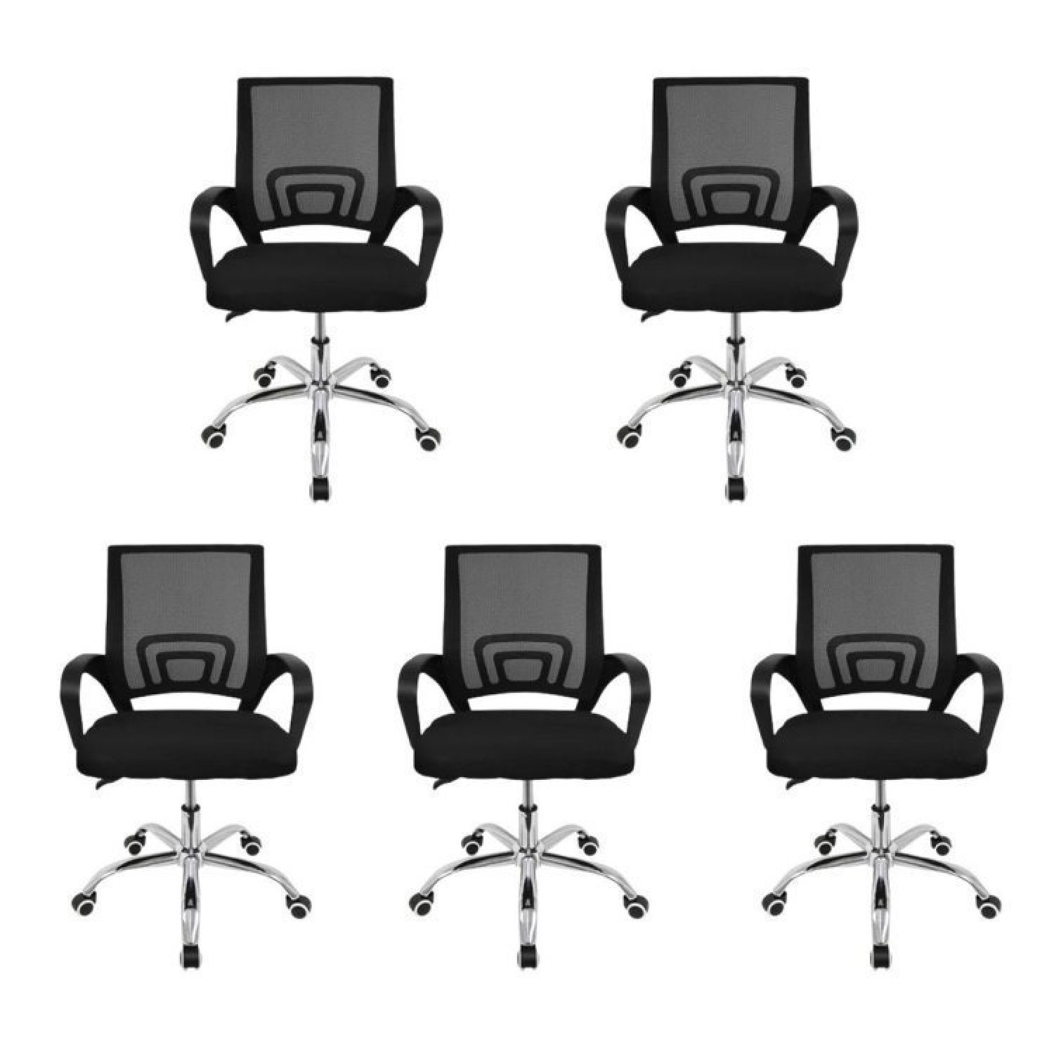 Kit 5 Cadeiras para Escritório Diretor Giratória Office Arco Estofado Mesh - 1