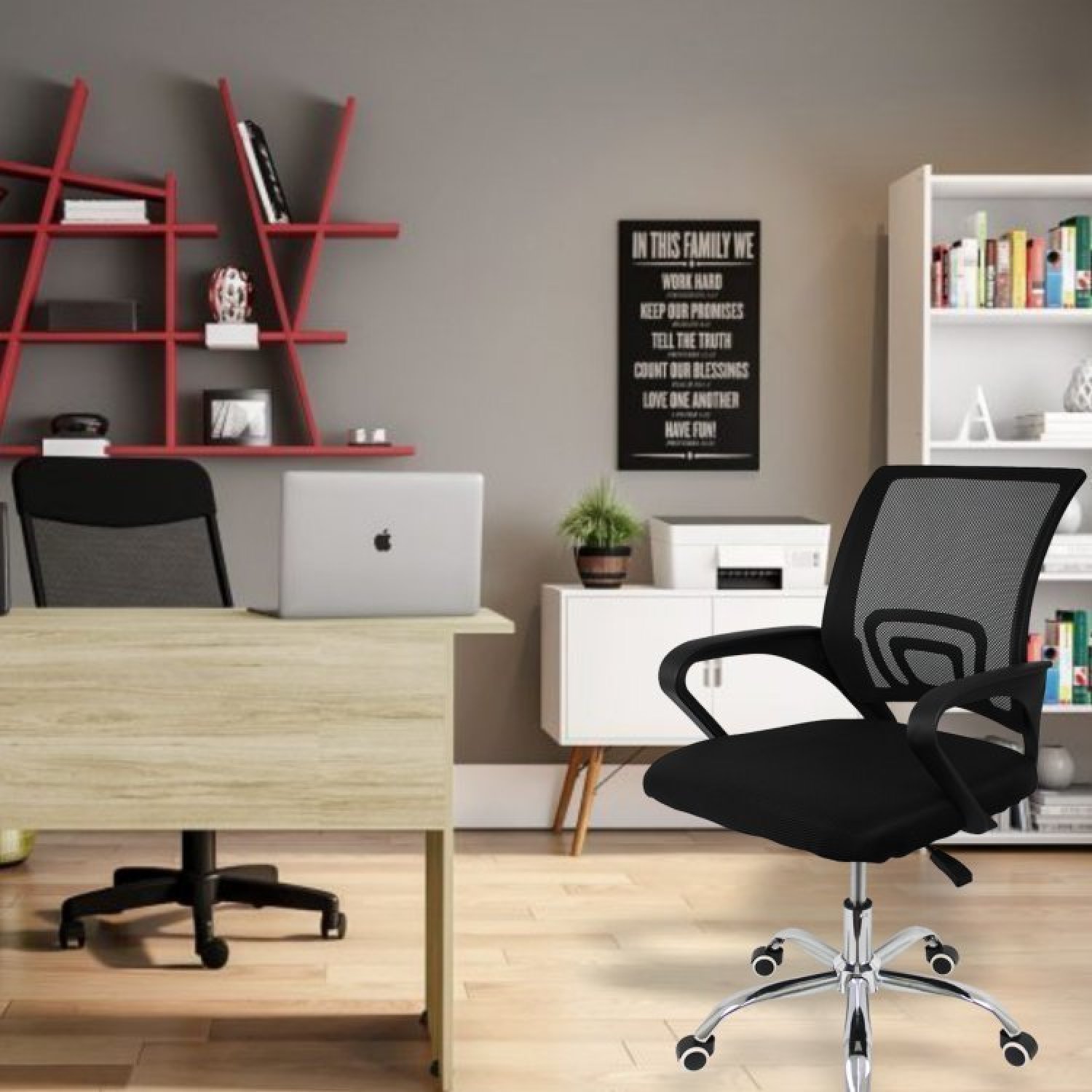 Kit 5 Cadeiras para Escritório Diretor Giratória Office Arco Estofado Mesh - 9