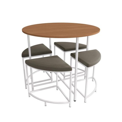 Mesa Escritório Desk com 4 Bancos Canela/branco