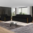 Ver imagem 2 de Conjunto Sofá 3 Lugares 223cm e Poltrona 98cm Amaranto M22 Veludo Preto - Mpozenato